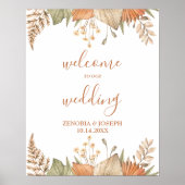Minimal Leaf Boho Floral Wedding Poster (Vorne)