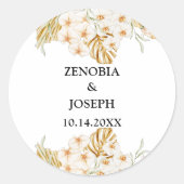 Minimal Leaf Boho Floral Wedding Runder Aufkleber (Vorderseite)