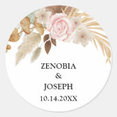 Minimal Leaf Boho Floral Wedding Runder Aufkleber (Vorderseite)