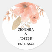 Minimal Leaf Boho Floral Wedding Runder Aufkleber (Vorderseite)