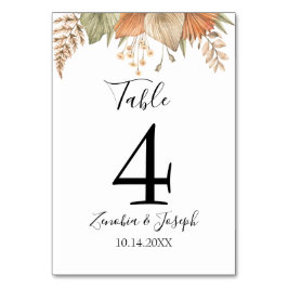 Minimal Leaf Boho Floral Wedding Tischnummer