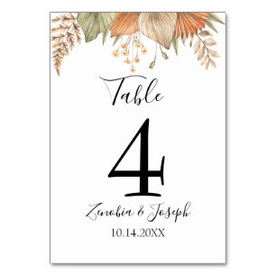Minimal Leaf Boho Floral Wedding Tischnummer