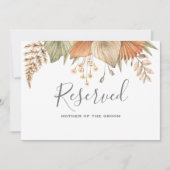 Minimal Leaf Boho Floral Wedding vorbehaltenes Zei Einladung (Vorderseite)