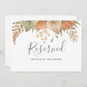 Minimal Leaf Boho Floral Wedding vorbehaltenes Zei Einladung (Vorne/Hinten)