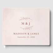 Minimal Leaf Boho Pink Elegante Hochzeit Gästebuch (Vorderseite)