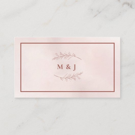 Minimal Leaf Boho Pink Elegante Hochzeit Platzkarte (Rückseite)