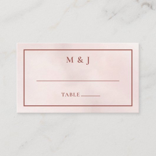 Minimal Leaf Boho Pink Elegante Hochzeit Platzkarte (Vorderseite)