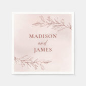 Minimal Leaf Boho Pink Elegante Hochzeit Serviette (Vorderseite)