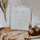 Minimal Leaf Cream Funny Wedding Open Bar Sign Poster