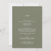 Minimal Leaf | Dark Green All In One Wedding Einladung (Rückseite)