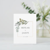 Minimal Leaf Greenery & Gold Geometric Terrarium Postkarte (Stehend Vorderseite)
