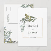 Minimal Leaf Greenery & Gold Geometric Terrarium Postkarte (Vorne/Hinten)