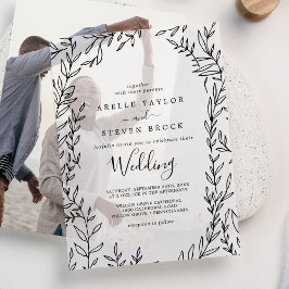 Minimal Leaf Moderne Natur Elegant Boho Hochzeit Pergament Einladungen