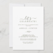 Minimal Leaf | Olive Green Let's Celebrate Einladung (Vorderseite)