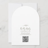 Minimal Leaf Olive Green QR Code Boho Arch Wedding Einladung (Rückseite)