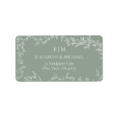 Minimal Leaf Sage Green Monogram Wedding Address Adressaufkleber (Vorne)