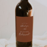 Minimal Leaf | Terracotta Bridesmaid Proposal Weinetikett<br><div class="desc">This minimal leaf terracotta bridesmaid proposal wine label is perfect for a boho wedding. The design features a simple greenery leaf silhouette in earthy burnt orange with minimalist desert bohemian style.</div>