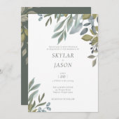 Minimal Leaf Wasserfarben Große Hochzeit Einladung (Vorne/Hinten)