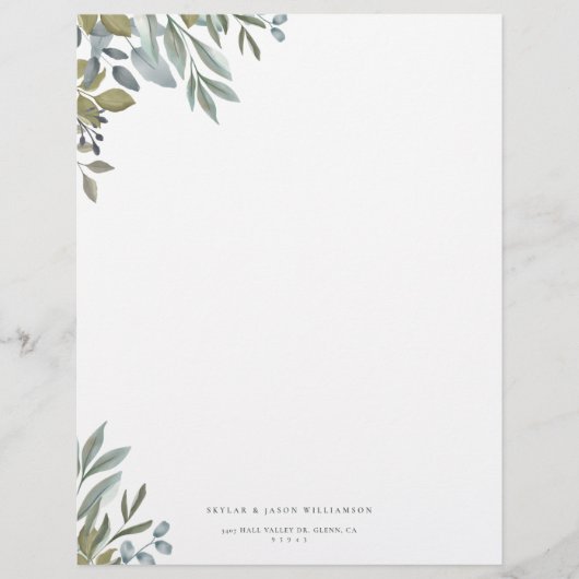 Minimal Leaf Wasserfarben Weide & Foliage (Vorderseite)