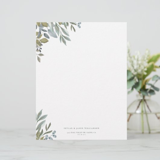 Minimal Leaf Wasserfarben Weide & Foliage (Stehend Vorderseite)