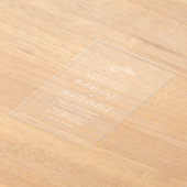 Minimal Leaf Weiße formale einfache Grüne Hochzeit Acryleinladungen (Ablage )