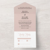 Minimal leicht rot und schwarz Hochzeit All In One Einladung (Innen Boden)