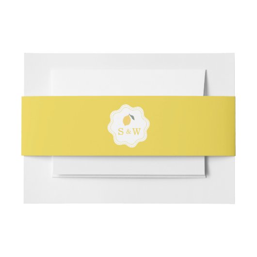 Minimal Lemon Amalfi Coast Monogram Wedding Einladungsbanderole (Vorderseite Beispiel)