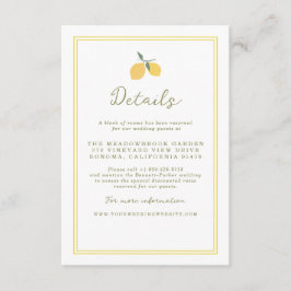 Minimal Lemon Amalfi Coast Wedding Details Card Begleitkarte