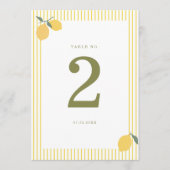 Minimal Lemon Amalfi Coast Wedding Table Number Einladung (Vorderseite)