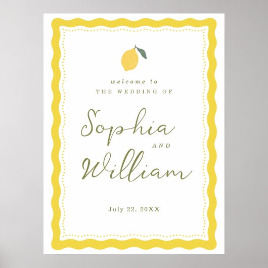 Minimal Lemon Amalfi Coast Wedding Welcome Sign Poster (Vorne)