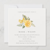 Minimal Lemon Boho Botanische Verlobung laden Dankeskarte (Vorderseite)