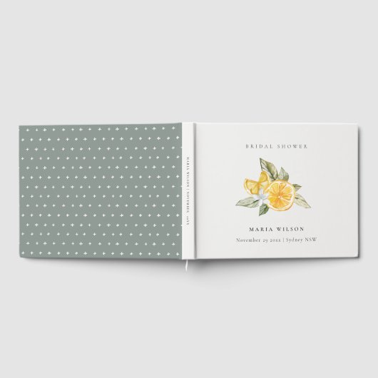 Minimal Lemon Botanical Boho Foliage Brautparty Gästebuch (Voll)