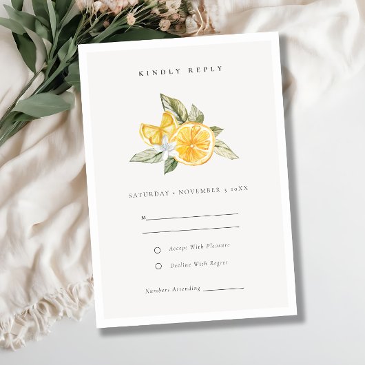 Minimal Lemon Botanical Boho Wedding RSVP