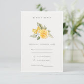 Minimal Lemon Botanical Boho Wedding RSVP Karte (Stehend Vorderseite)