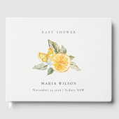Minimal Lemon Botanische Leafy Boho Babydusche Gästebuch (Vorderseite)