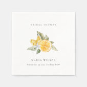 Minimal Lemon Botanische Leafy Boho Brautparty Serviette (Vorderseite)