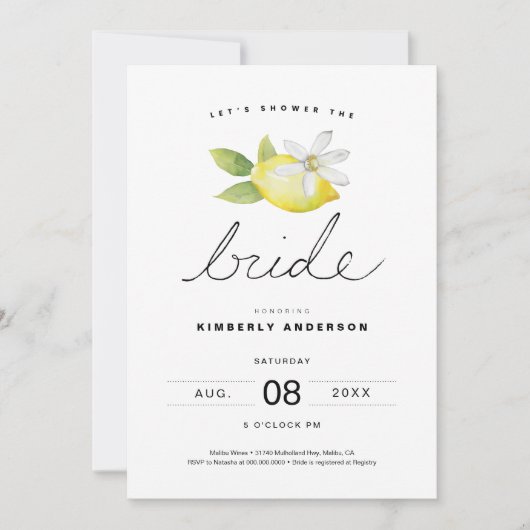 Minimal Lemon Bridal Dusche Einladung (Vorderseite)