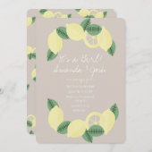 Minimal Lemon Citrus Vintag Girls Babydusche Einladung (Vorne/Hinten)