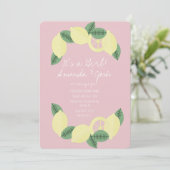 Minimal Lemon Citrus Wreath Girls Babydusche Einladung (Stehend Vorderseite)