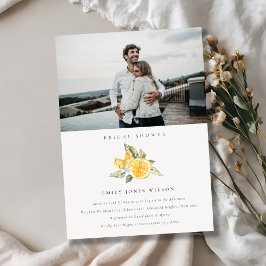 Minimal Lemon Fauna Foto Brautparty laden Dankeskarte