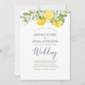 Minimal Lemon und Greenery Sommer Hochzeit Einladung (Vorderseite)