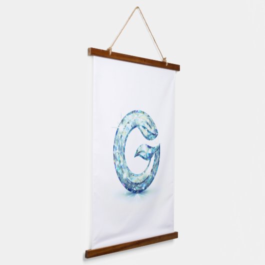 Minimal Letter G Button | Modern Initial Badge Wandteppich Mit Holzrahmen (Gewinkelt)