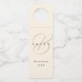 Minimal Light Beige Black Elegant Monogram Company Flaschenanhänger (Vorderseite)