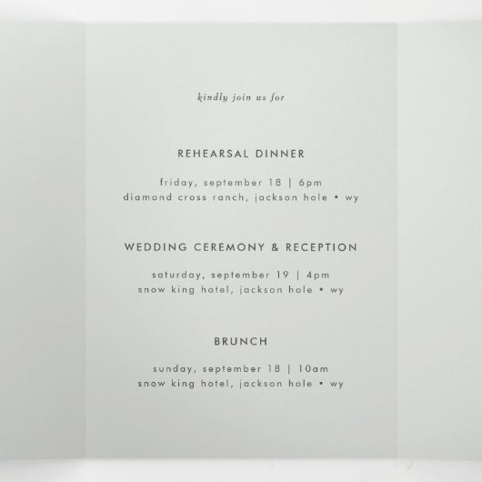 Minimal Light Gray Multi-Event Hochzeit Einladung (Innenseite Mitte)