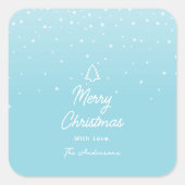 Minimal Light Pastel Blue Snowy Frohe Weihnachten Quadratischer Aufkleber (Vorderseite)