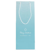 Minimal Light Pastel Blue Snowy Weihnachten Party Geschenktüte Für Weinflaschen (Rückseite)