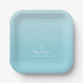 Minimal Light Pastel Blue Snowy Weihnachten Party Pappteller (Vorderseite)