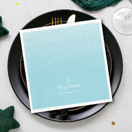Minimal Light Pastel Blue Snowy Weihnachten Party Serviette