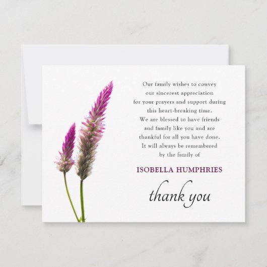 Minimal Lila Blume Beerdigung Danke (Vorderseite)