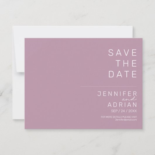 Minimal Lila modern Save the Date horizontal (Vorderseite)